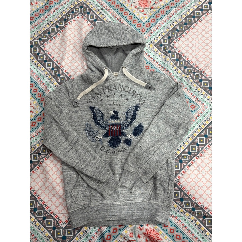 California Citywear San Francisco USA Eagle Graphic Hoodie Gray Small
